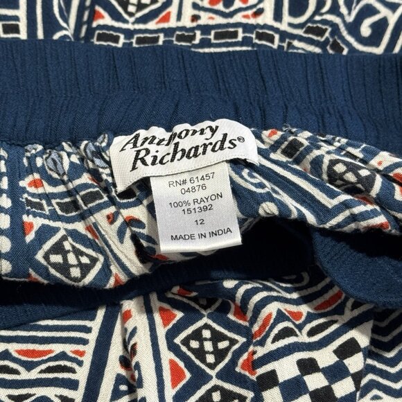 Vintage 90s Y2K Anthony Richards Midi Skirt 12 Red White Blue Tribal Native - Picture 5 of 7